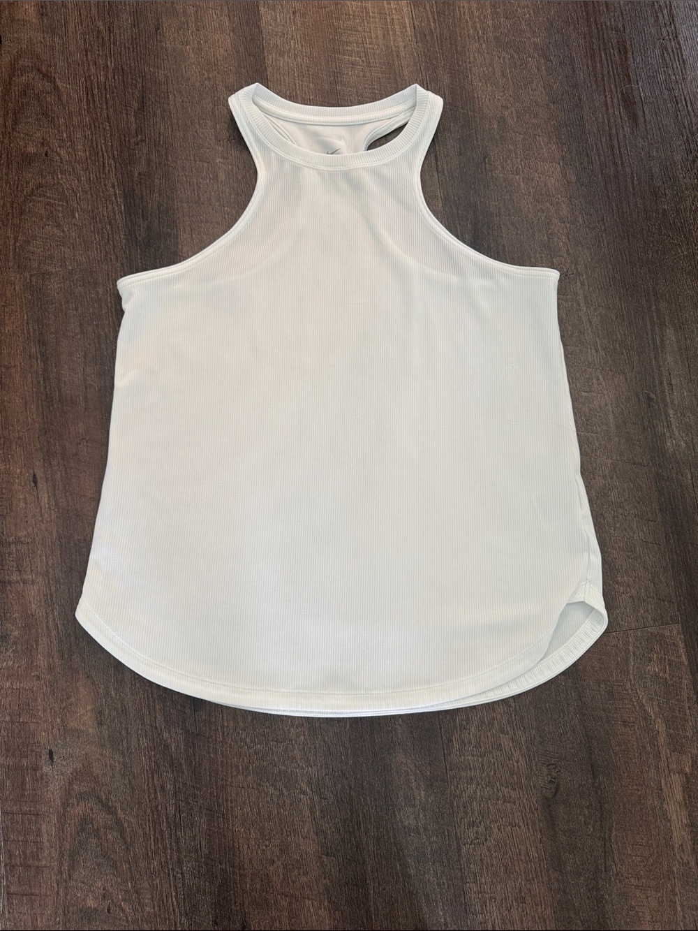 Nike Women’s Dri Fit White Ribbed High-Neck Racerback Tank Top